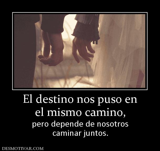 El destino nos puso en el mismo camino, pero depende de nosotros caminar juntos.