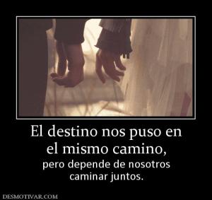 El destino nos puso en el mismo camino, pero depende de nosotros caminar juntos.