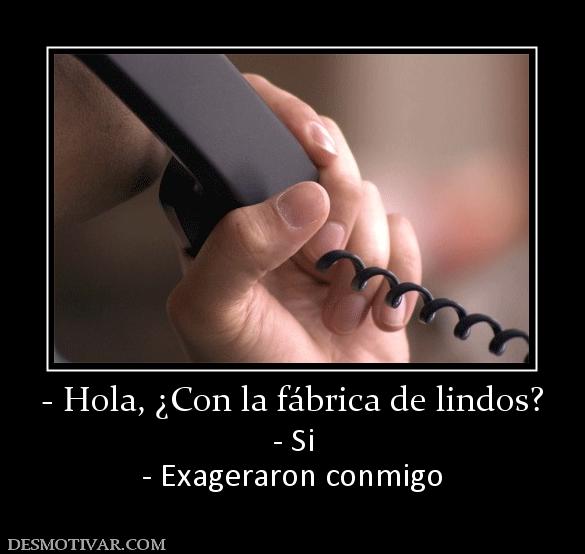 - Hola, ¿Con la fábrica de lindos? - Si - Exageraron conmigo