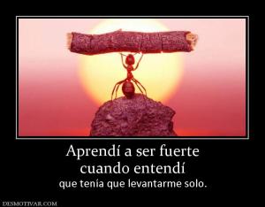 Aprendí a ser fuerte cuando entendí  que tenía que levantarme solo.