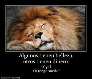 Algunos tienen belleza, otros tienen dinero. ¿Y yo? Yo tengo sueño!