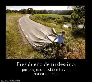 Eres dueño de tu destino, por eso, nadie está en tu vida por casualidad.