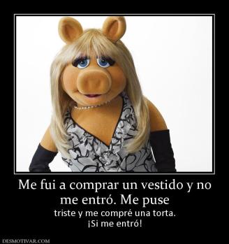 Me fui a comprar un vestido y no me entró. Me puse triste y me compré una torta. ¡Si me entró!