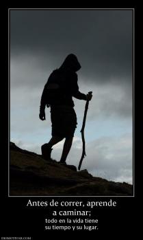 Antes de correr, aprende a caminar; todo en la vida tiene su tiempo y su lugar.