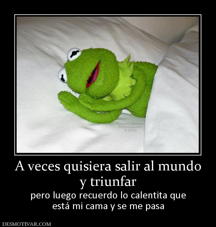 A veces quisiera salir al mundo y triunfar pero luego recuerdo lo calentita que está mi cama y se me pasa