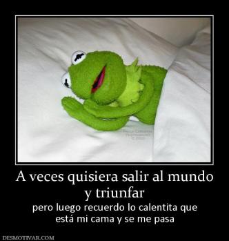 A veces quisiera salir al mundo y triunfar pero luego recuerdo lo calentita que está mi cama y se me pasa