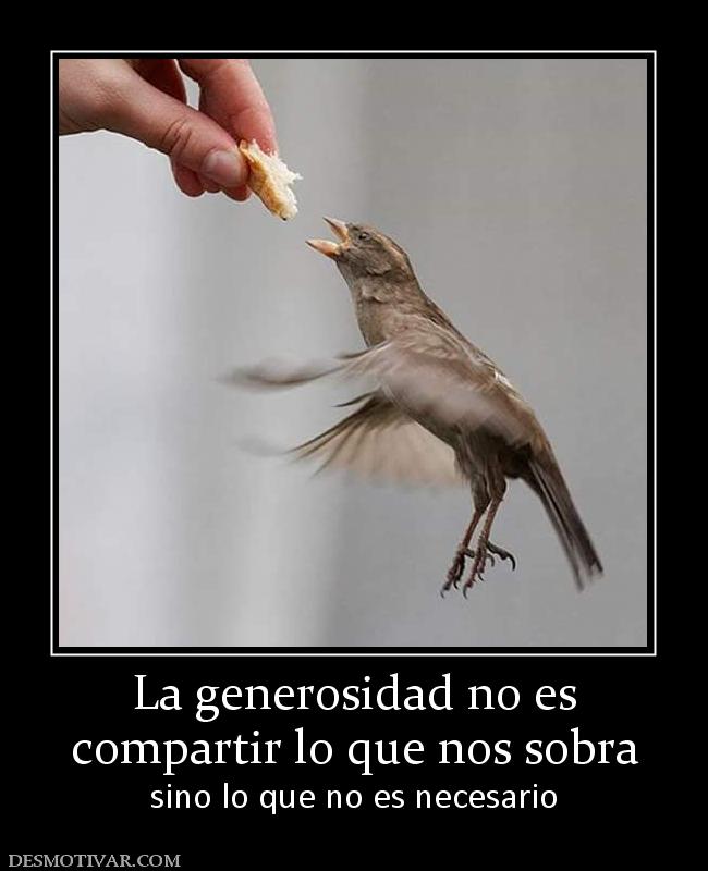 La generosidad no es compartir lo que nos sobra sino lo que no es necesario