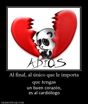 Al final, al único que le importa que tengas un buen corazón, es al cardiólogo