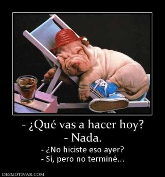 - ¿Qué vas a hacer hoy? - Nada. - ¿No hiciste eso ayer? - Sí, pero no terminé...