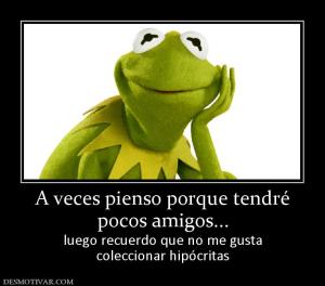 A veces pienso porque tendré pocos amigos... luego recuerdo que no me gusta coleccionar hipócritas