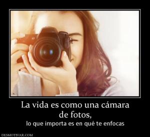 La vida es como una cámara de fotos, lo que importa es en qué te enfocas