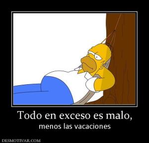 Todo en exceso es malo, menos las vacaciones