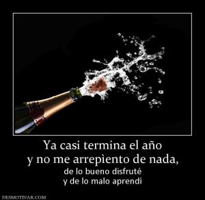 Ya casi termina el año y no me arrepìento de nada, de lo bueno disfruté y de lo malo aprendí
