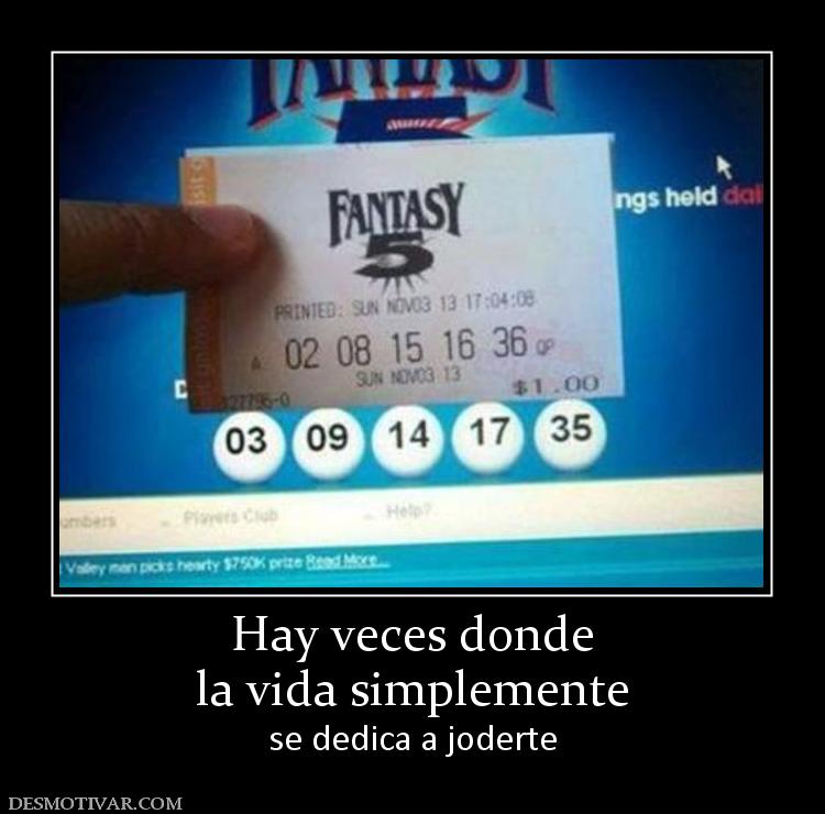 Hay veces donde la vida simplemente  se dedica a joderte