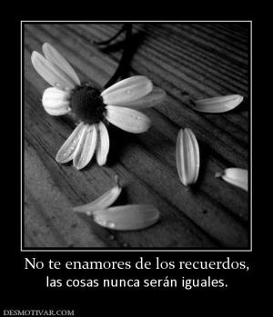 No te enamores de los recuerdos, las cosas nunca serán iguales.