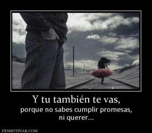 Y tu también te vas, porque no sabes cumplir promesas, ni querer...
