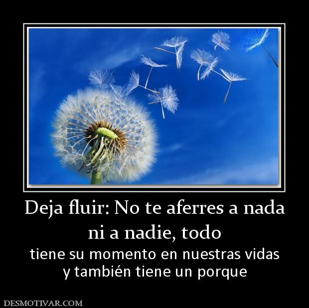 Deja fluir: No te aferres a nada ni a nadie, todo tiene su momento en nuestras vidas y también tiene un porque
