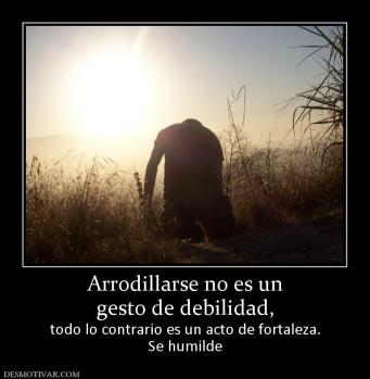 Arrodillarse no es un gesto de debilidad, todo lo contrario es un acto de fortaleza. Se humilde