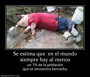 Se estima que  en el mundo siempre hay al menos un 7% de la población que se encuentra borracha.