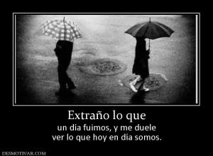 Extraño lo que un día fuimos, y me duele ver lo que hoy en día somos.