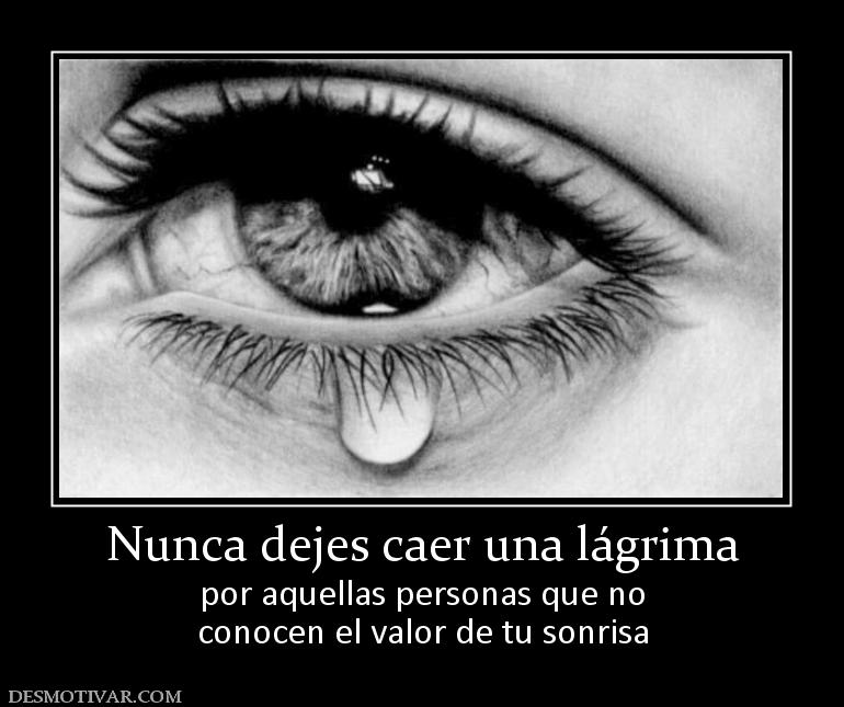 Nunca dejes caer una lágrima por aquellas personas que no conocen el valor de tu sonrisa