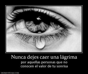Nunca dejes caer una lágrima por aquellas personas que no conocen el valor de tu sonrisa