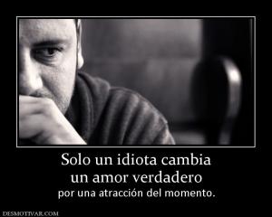 Solo un idiota cambia un amor verdadero  por una atracción del momento.