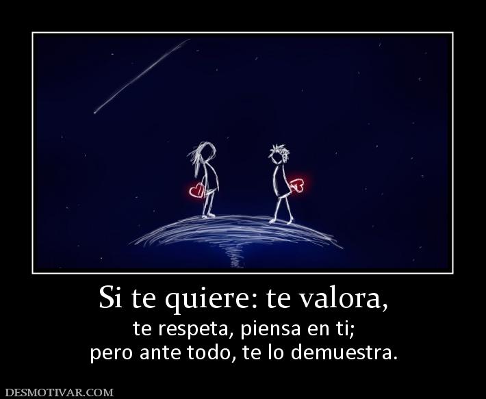 Si te quiere: te valora, te respeta, piensa en ti; pero ante todo, te lo demuestra.