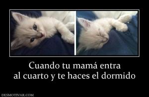 Cuando tu mamá entra al cuarto y te haces el dormido