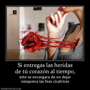 Si entregas las heridas de tú corazón al tiempo, este se encargara de no dejar nisiquiera las feas cicatrices