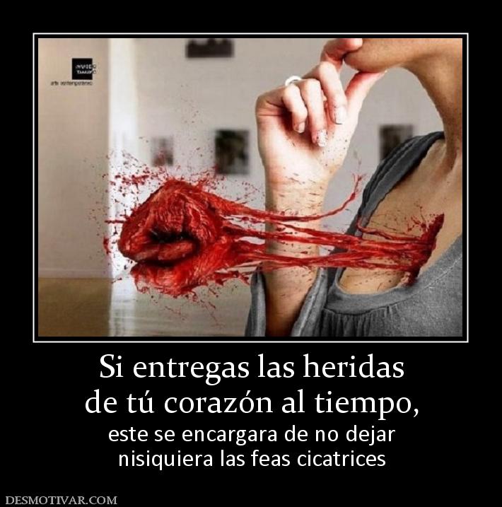 Si entregas las heridas de tú corazón al tiempo, este se encargara de no dejar nisiquiera las feas cicatrices