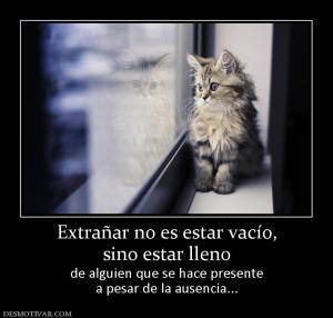 Extrañar no es estar vacío, sino estar lleno  de alguien que se hace presente a pesar de la ausencia...