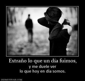 Extraño lo que un día fuimos, y me duele ver lo que hoy en día somos.