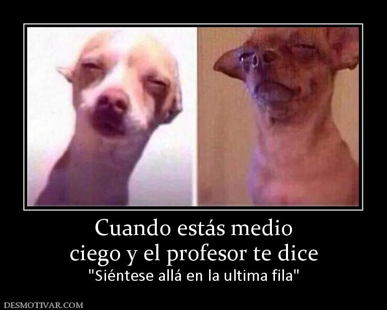 Cuando estás medio ciego y el profesor te dice