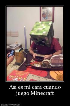 Así es mi cara cuando juego Minecraft