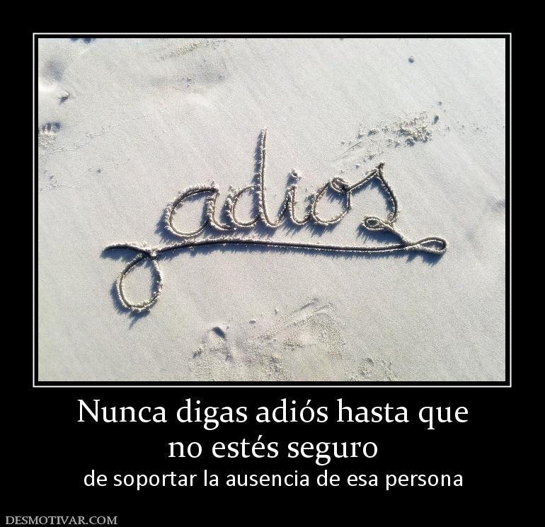Nunca digas adiós hasta que no estés seguro  de soportar la ausencia de esa persona