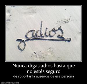Nunca digas adiós hasta que no estés seguro  de soportar la ausencia de esa persona