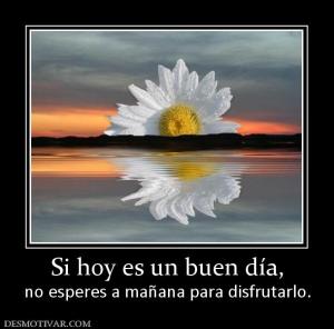 Si hoy es un buen día, no esperes a mañana para disfrutarlo.
