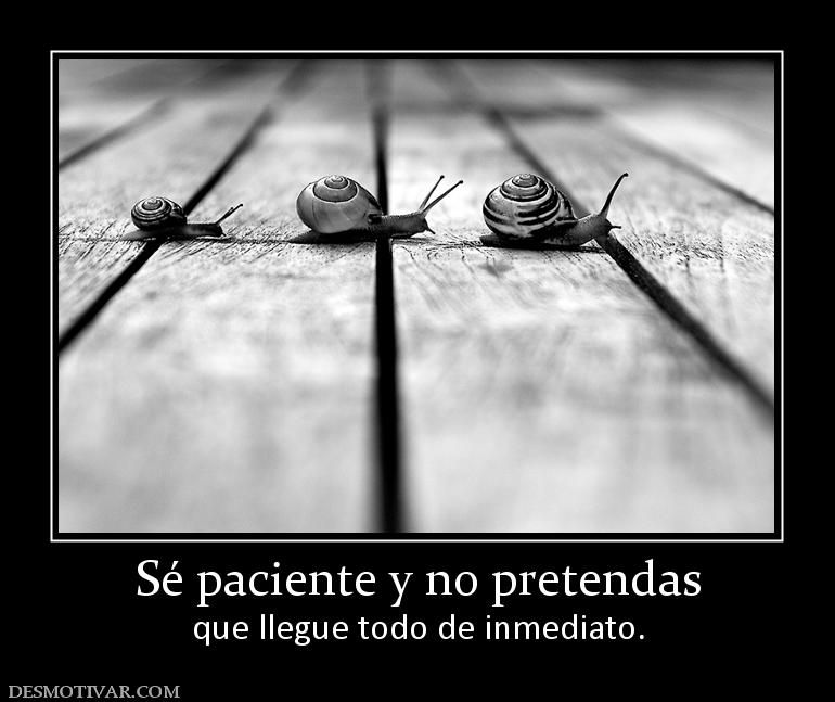 Sé paciente y no pretendas que llegue todo de inmediato.