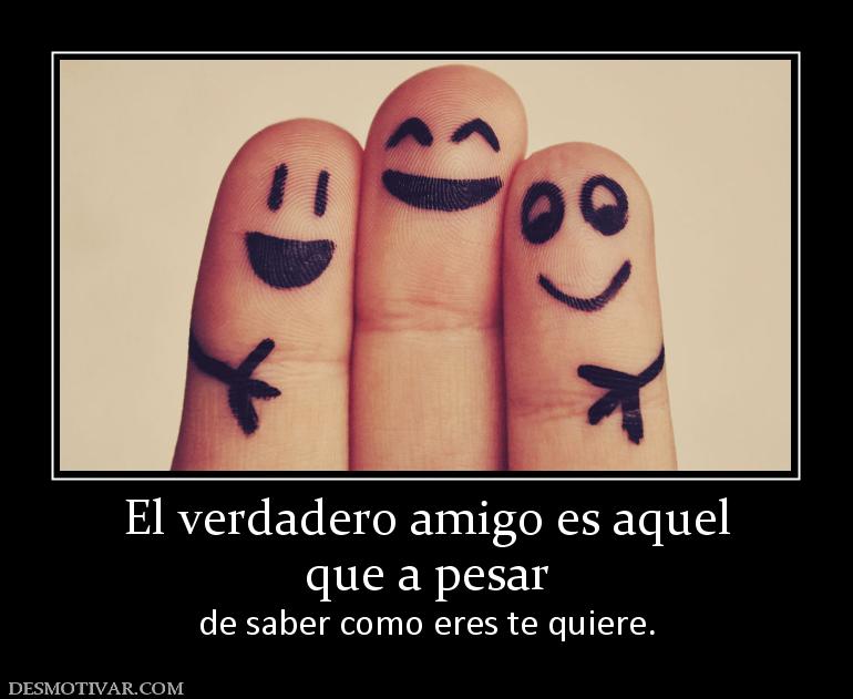 El verdadero amigo es aquel que a pesar  de saber como eres te quiere.