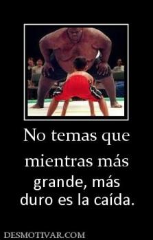 No temas que mientras más  grande, más duro es la caída.