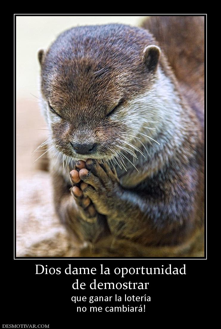 Dios dame la oportunidad de demostrar que ganar la lotería no me cambiará!