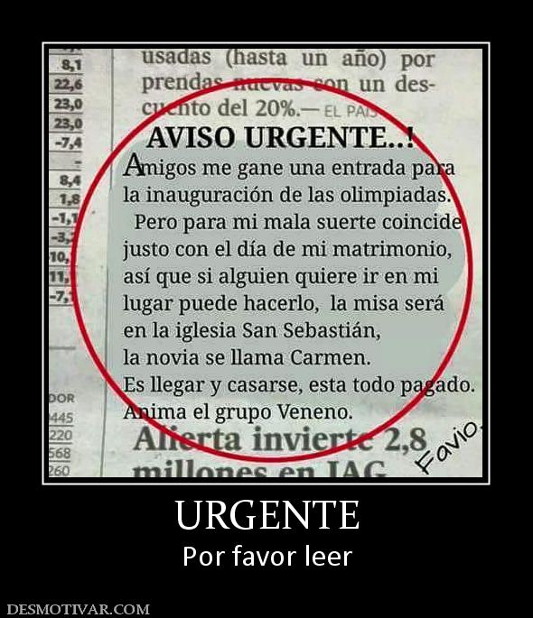 URGENTE Por favor leer