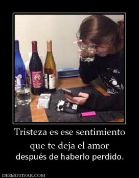 Tristeza es ese sentimiento que te deja el amor después de haberlo perdido.