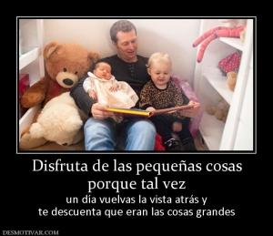 Disfruta de las pequeñas cosas porque tal vez un día vuelvas la vista atrás y te descuenta que eran las cosas grandes