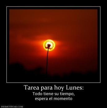 Tarea para hoy Lunes: Todo tiene su tiempo, espera el momento