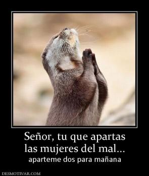 Señor, tu que apartas las mujeres del mal... aparteme dos para mañana