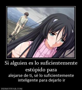 Si alguien es lo suficientemente estúpido para alejarse de ti, sé lo suficientemente  inteligente para dejarlo ir