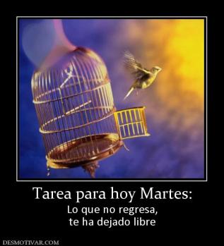 Tarea para hoy Martes: Lo que no regresa, te ha dejado libre