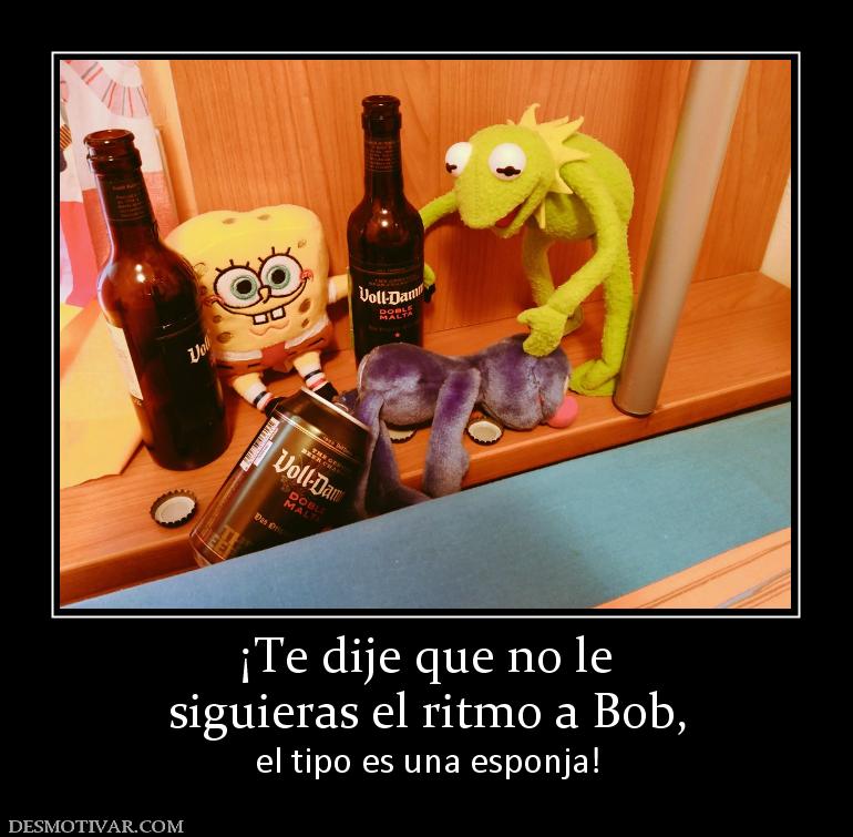 ¡Te dije que no le siguieras el ritmo a Bob,  el tipo es una esponja!
